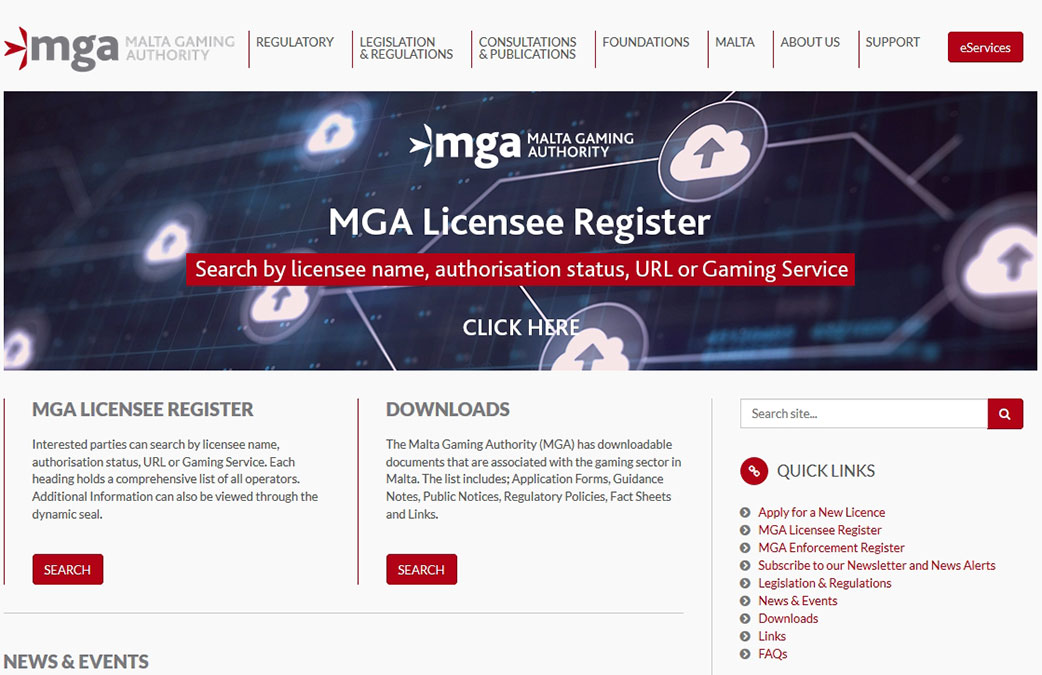 Сайт Malta Gaming Authority (MGA).
