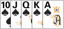 Роял-Флэш в комбинации в покер.